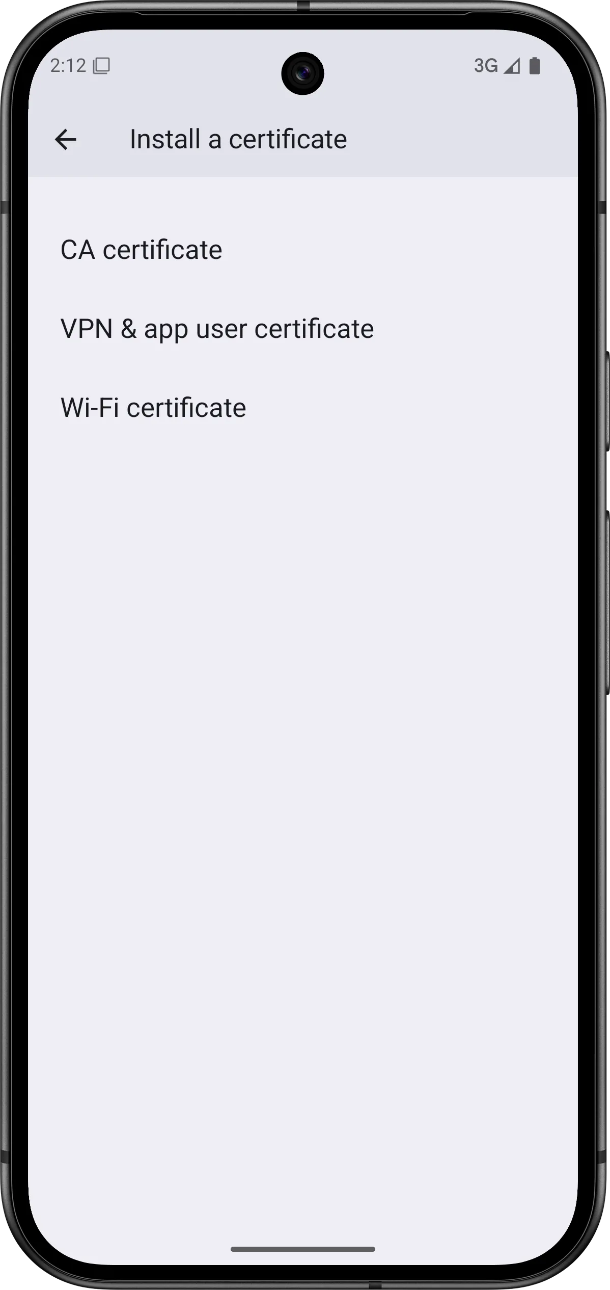 Install a certificate in Android