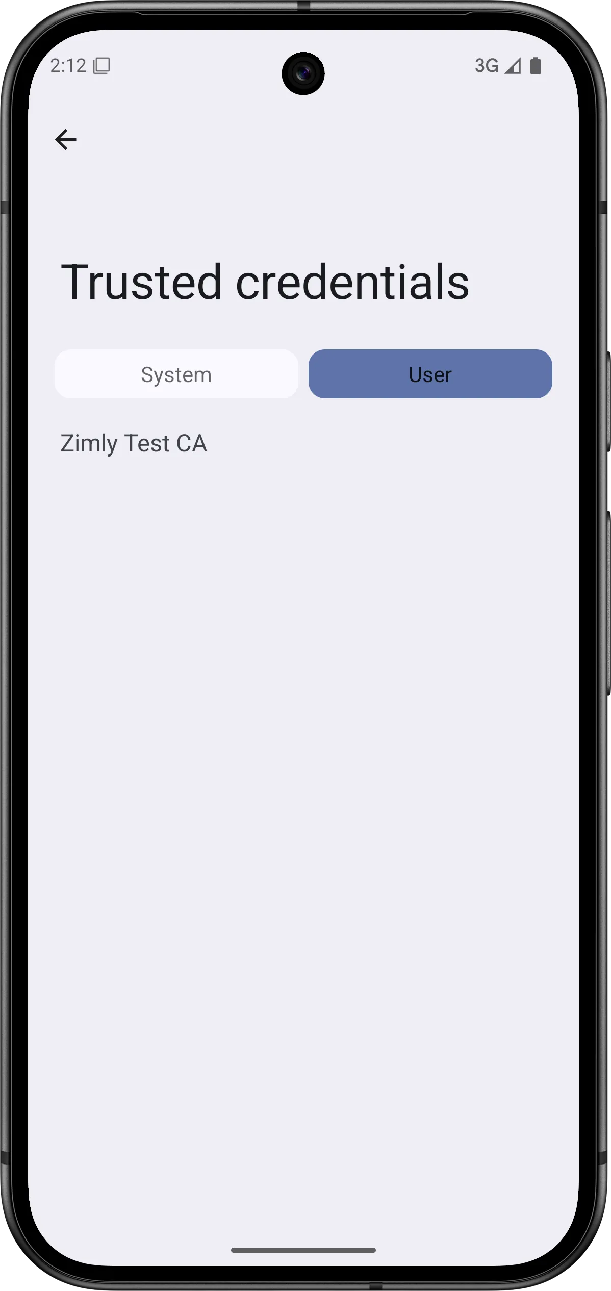 Show Trusted Credentials in Android